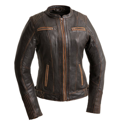 Women's Leather Motorcycle Riding Jacket- "Electra"