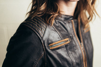 Women's Leather Motorcycle Riding Jacket- "Electra"