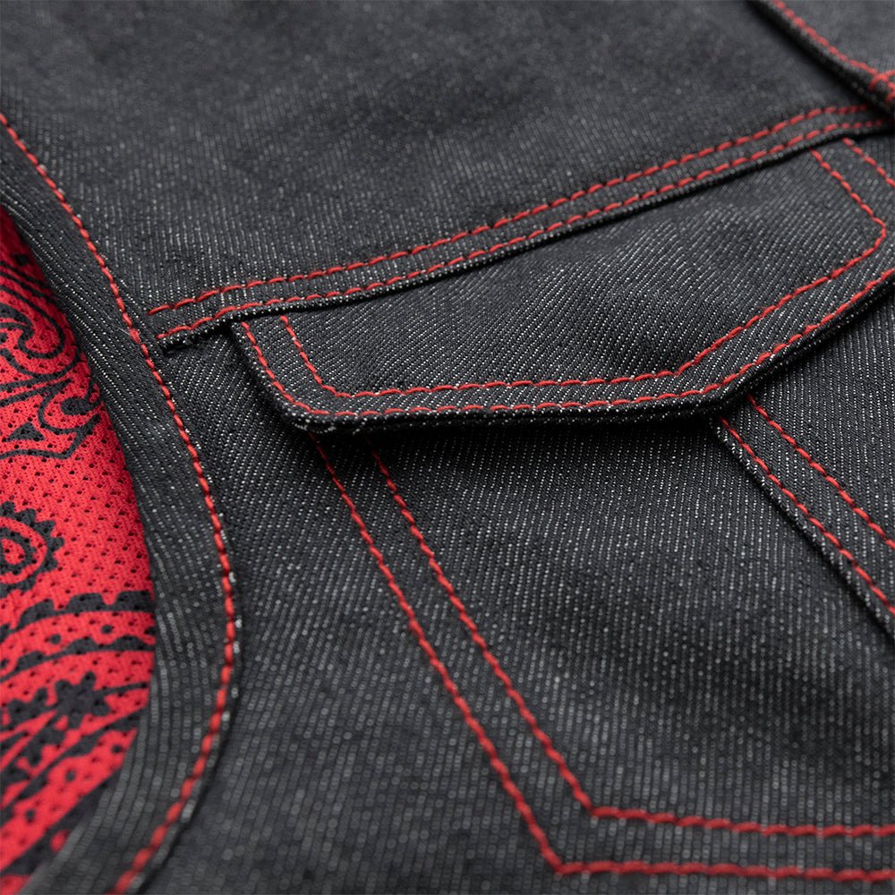 Men's Motorcycle Denim Vest- Ember