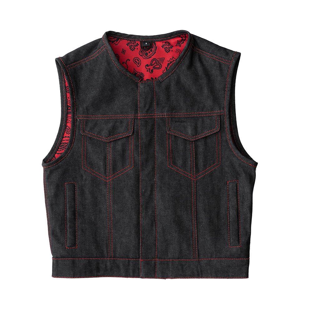 Men's Motorcycle Denim Vest- Ember
