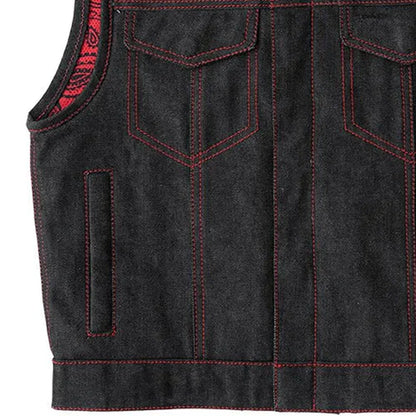 Men's Motorcycle Denim Vest- Ember