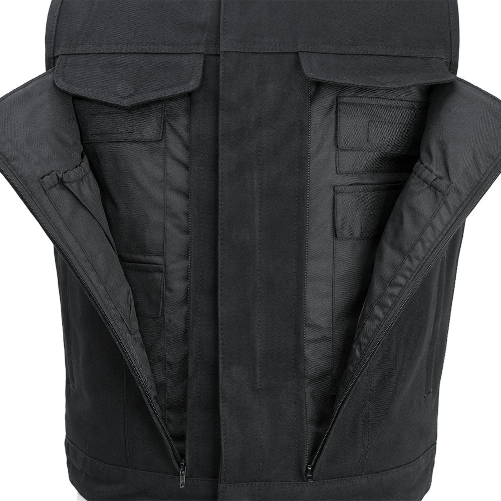 Men's Black Canvas Motorcycle Vest- Fairfax V2