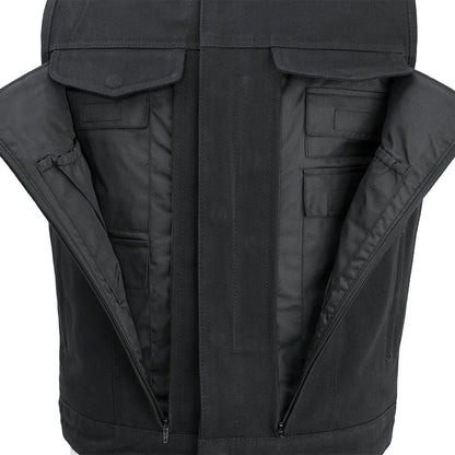 Men's Black Canvas Motorcycle Vest- Fairfax V2