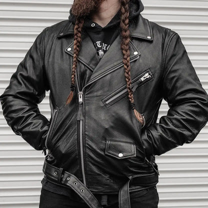 Fillmore Men's Motorcycle Leather Jacket Black