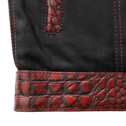 Fireball - Men's Leather and black Denim Motorcycle Vest - Limited Edition