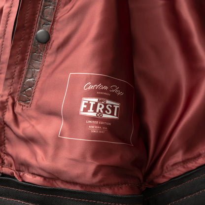Fireball - Men's Leather and black Denim Motorcycle Vest - Limited Edition