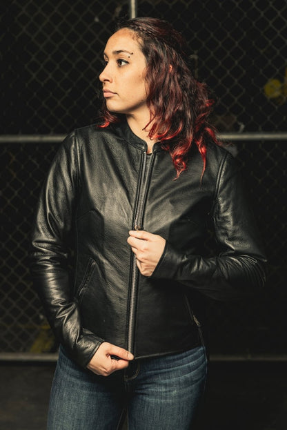 Women's Motorcycle Leather Riding Jacket- "Flashback"