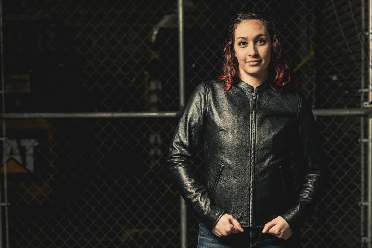 Women's Motorcycle Leather Riding Jacket- "Flashback"