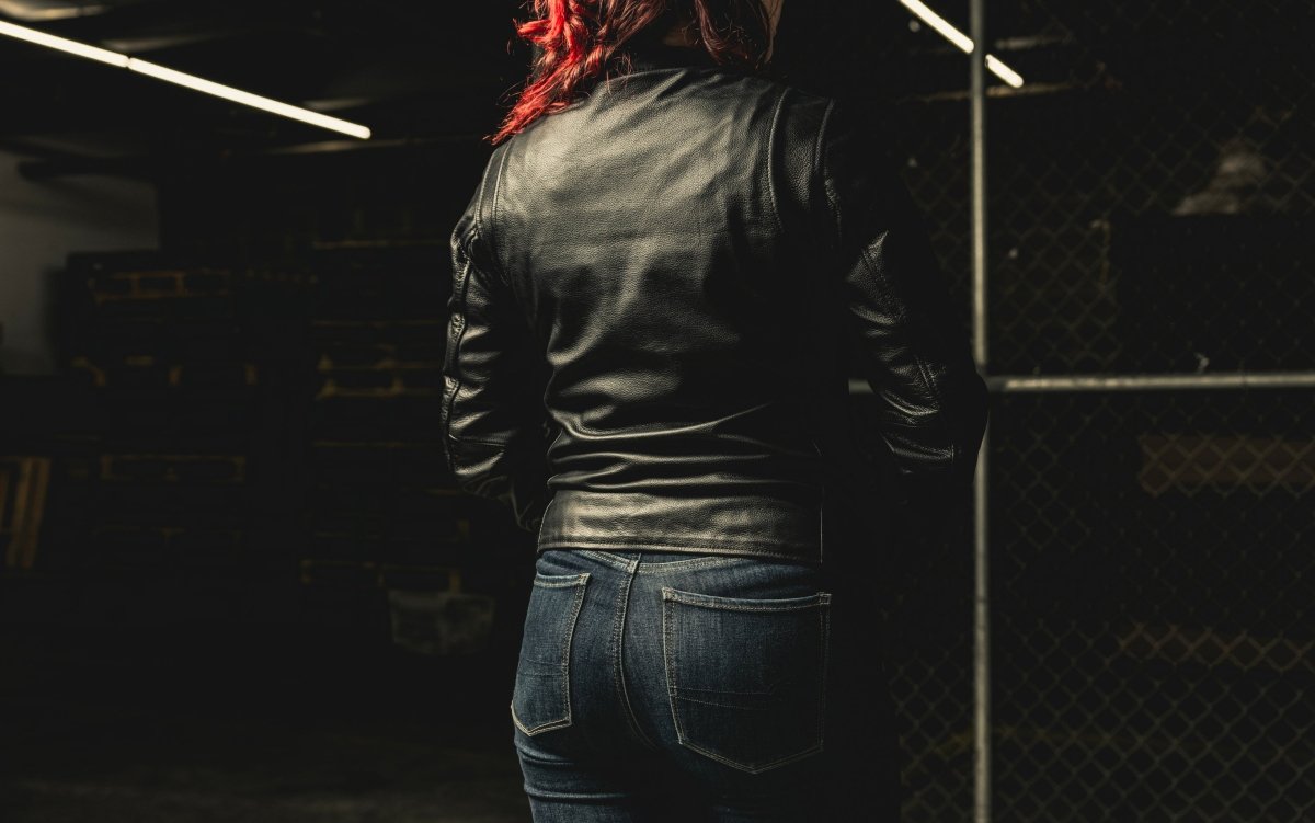 Women's Motorcycle Leather Riding Jacket- "Flashback"