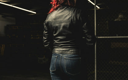 Women's Motorcycle Leather Riding Jacket- "Flashback"