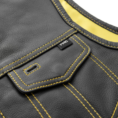 Men's Club Style Leather Motorcycle Vest - Limited Edition "Gadsden"