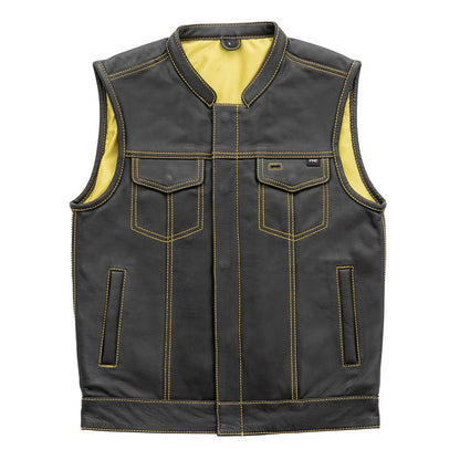 Men's Club Style Leather Motorcycle Vest - Limited Edition "Gadsden"