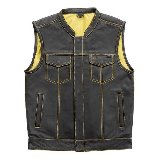 Men's Club Style Leather Motorcycle Vest - Limited Edition "Gadsden"