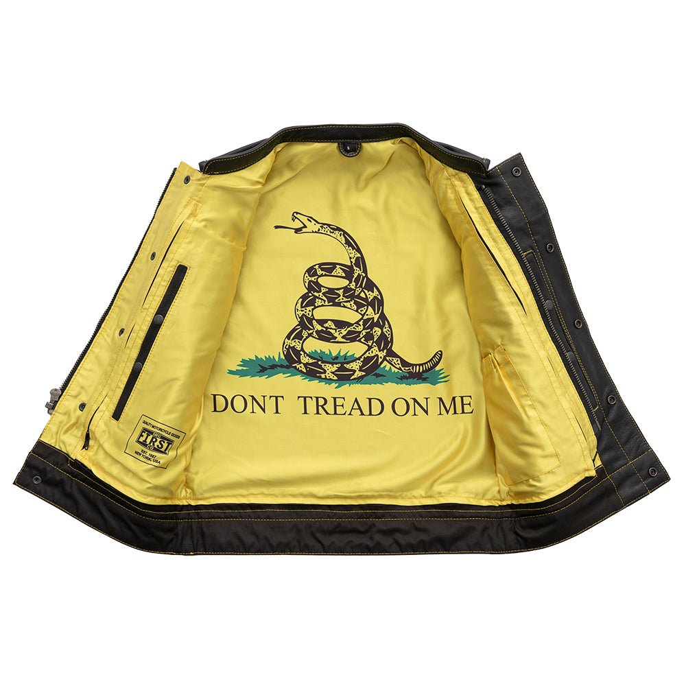 Men's Club Style Leather Motorcycle Vest - Limited Edition "Gadsden"
