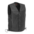 Men's Western Style Leather Motorcycle Vest- Gambler