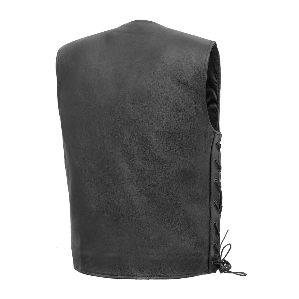 Men's Western Style Leather Motorcycle Vest- Gambler