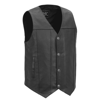 Men's Classic Western Style Leather Motorcycle Vest- "Gun Runner"