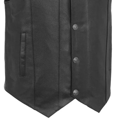 Men's Classic Western Style Leather Motorcycle Vest- "Gun Runner"