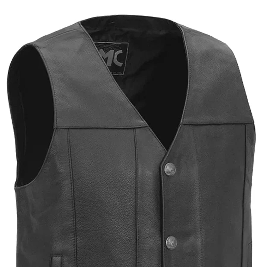 Men's Classic Western Style Leather Motorcycle Vest- "Gun Runner"