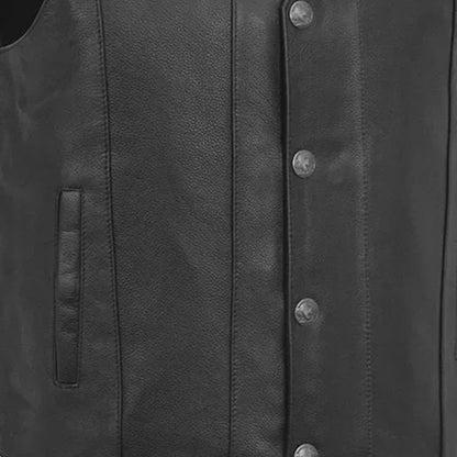 Men's Classic Western Style Leather Motorcycle Vest- "Gun Runner"
