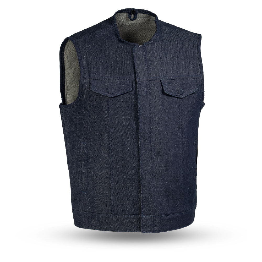 Men's Motorcycle Blue Denim Vest - Haywood