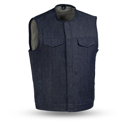 Men's Motorcycle Blue Denim Vest - Haywood