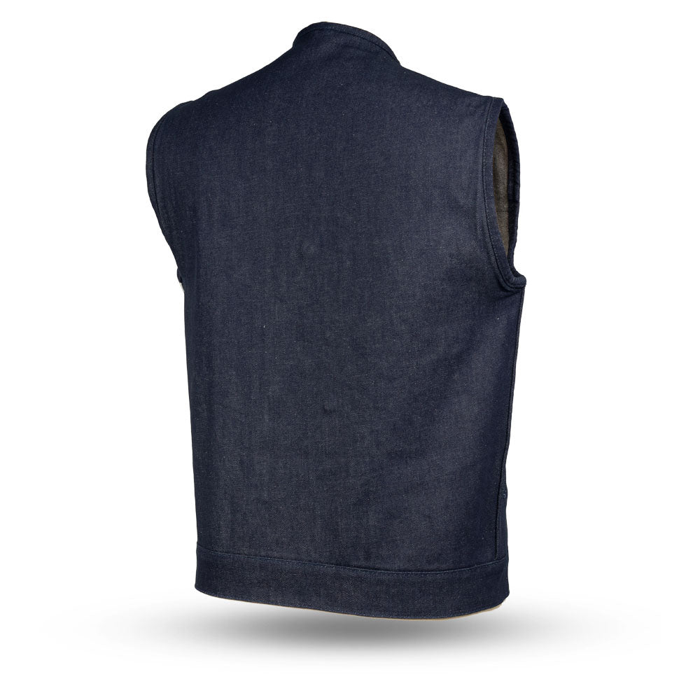 Men's Motorcycle Blue Denim Vest - Haywood
