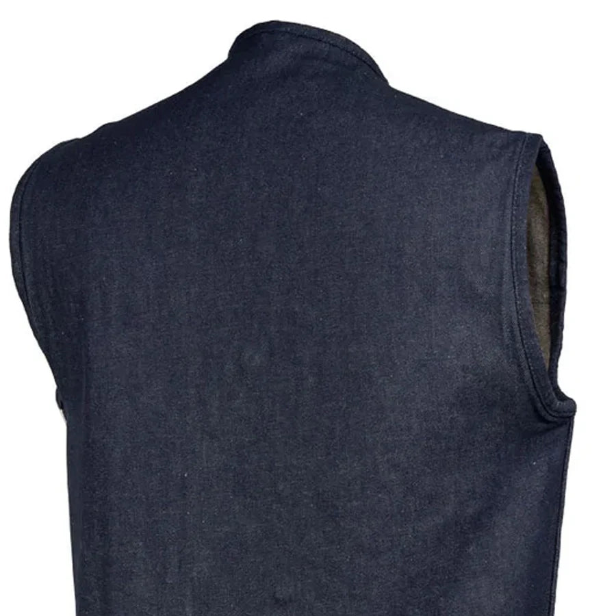 Men's Motorcycle Blue Denim Vest - Haywood