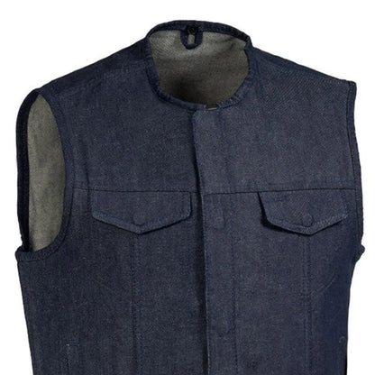 Men's Motorcycle Blue Denim Vest - Haywood