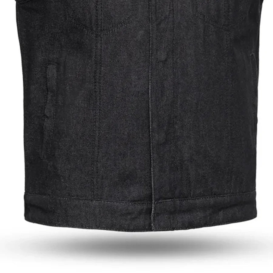 Men's Motorcycle Black Denim Vest - Haywood