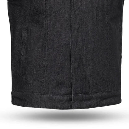 Men's Motorcycle Black Denim Vest - Haywood