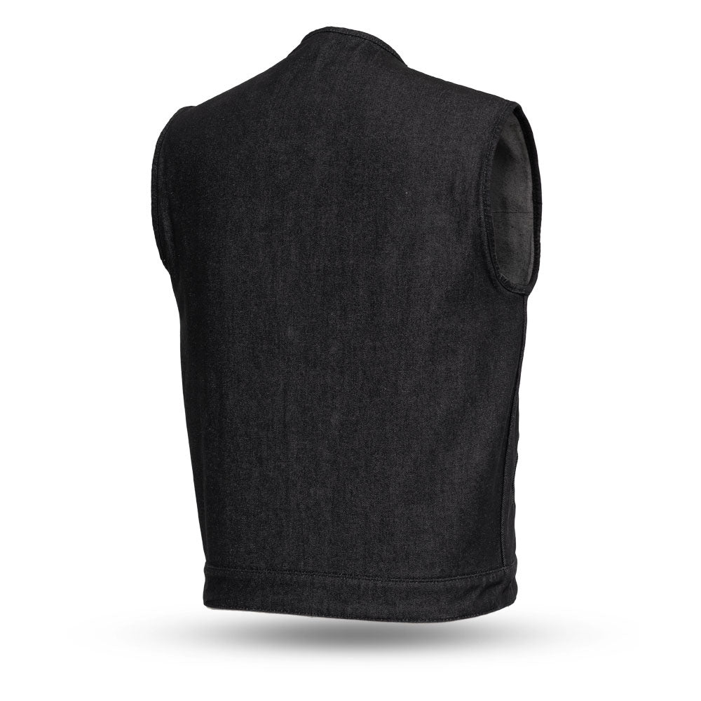 Men's Motorcycle Black Denim Vest - Haywood