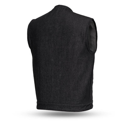 Men's Motorcycle Black Denim Vest - Haywood