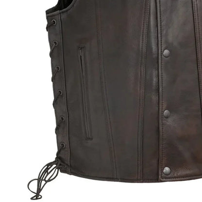 Men's Western Style Leather Motorcycle Vest- "High Roller"