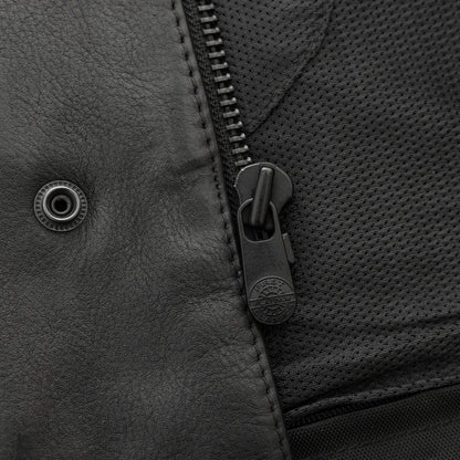 Men's Club Style Leather Motorcycle Vest- High side