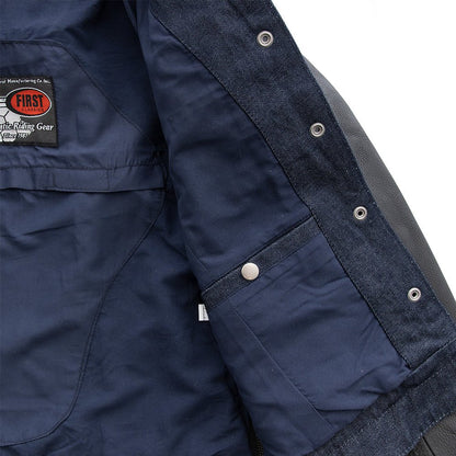 Women's Denim/Leather Motorcycle Riding Jacket- "Holli"