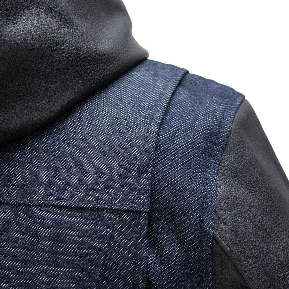 Women's Denim/Leather Motorcycle Riding Jacket- "Holli"