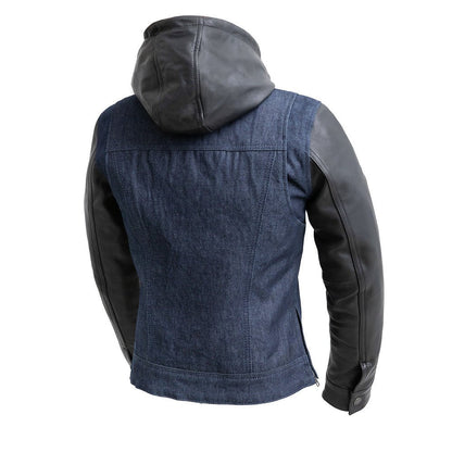 Women's Denim/Leather Motorcycle Riding Jacket- "Holli"