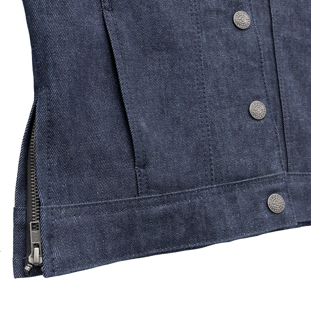 Women's Denim/Leather Motorcycle Riding Jacket- "Holli"