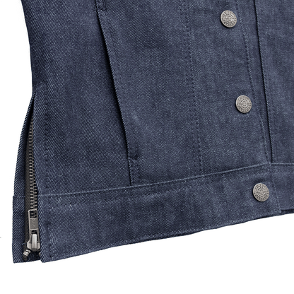 Women's Denim/Leather Motorcycle Riding Jacket- "Holli"