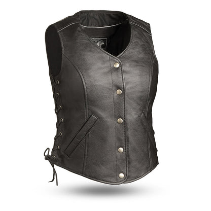 Women's "Honey Badger" Motorcycle Leather Vest