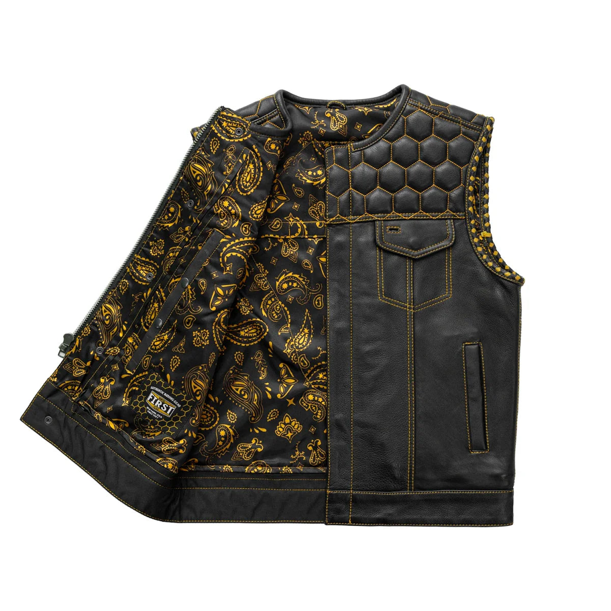 Men's Club Style Leather Vest- Hornet