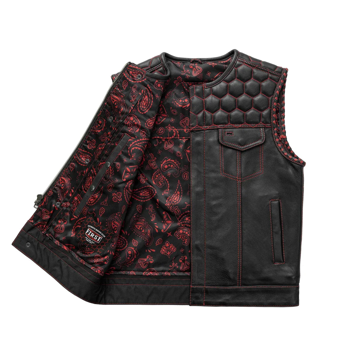 Men's Club Style Leather Vest- Hornet