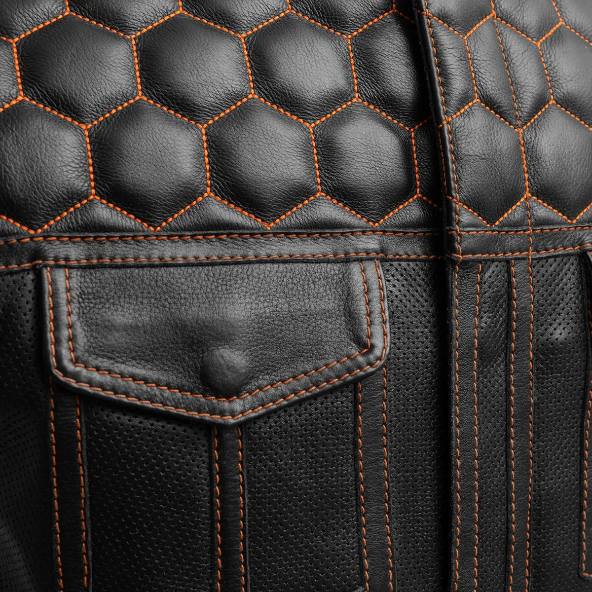 Men's Perforated Club Style Leather Motorcycle Vest- "Hornet"