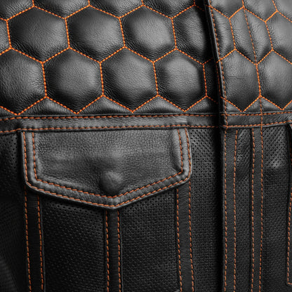 Men's Perforated Club Style Leather Motorcycle Vest- "Hornet"