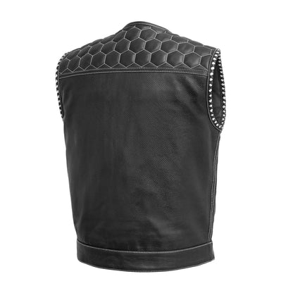Men's Perforated Club Style Leather Motorcycle Vest- "Hornet"