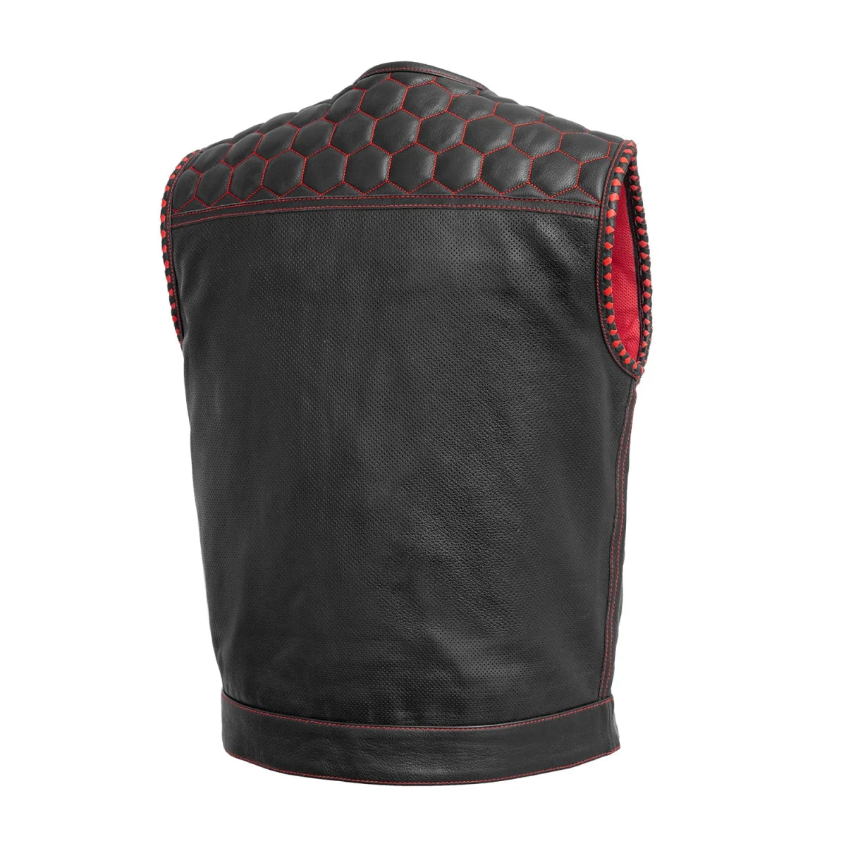 Men's Perforated Club Style Leather Motorcycle Vest- "Hornet"