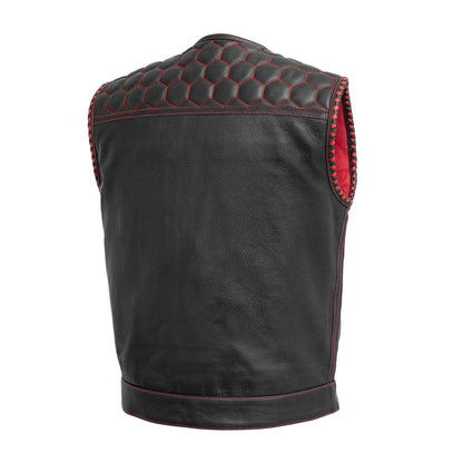 Men's Perforated Club Style Leather Motorcycle Vest- "Hornet"