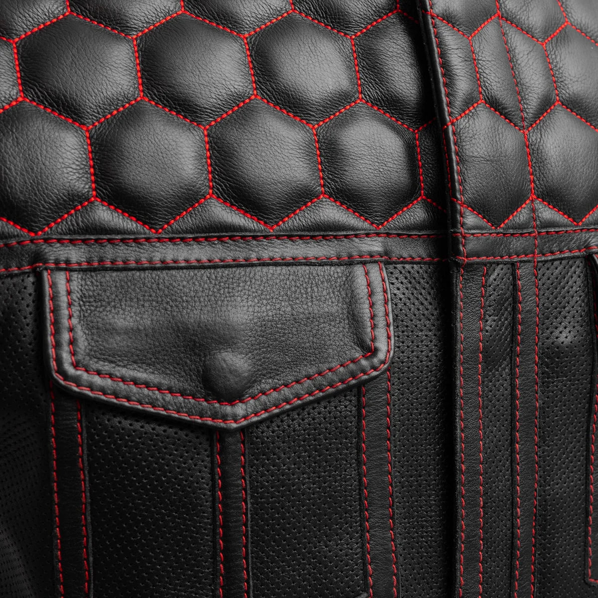 Men's Perforated Club Style Leather Motorcycle Vest- "Hornet"