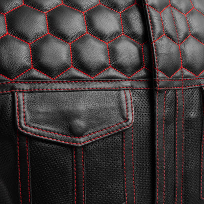 Men's Perforated Club Style Leather Motorcycle Vest- "Hornet"